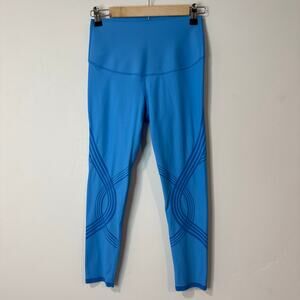 Fanka Women's Body Sculpt Leggings Compression Reversible Bright Blue Crop